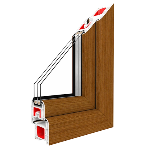 Kunststoff-Balkontür Profil mit Streifen Douglasie