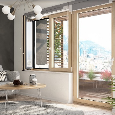 Holz-Alu-Fenster und Balkontür