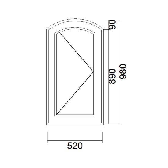 Lagerfenster Segmentbogenfenster DIN Links Meranti B520 x H1320mm weiß