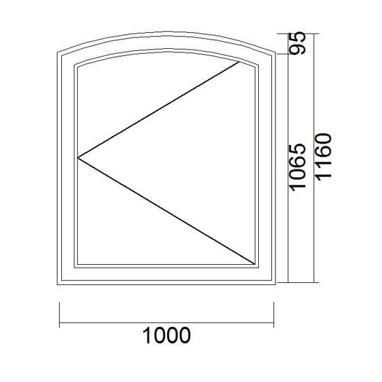 Restposten Holzfenster Meranti 1000 x 1160mm Rundbogen Dreh-Rechts weiß