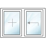 Schiebetür Schiebeflügel rechts Festverglasung links