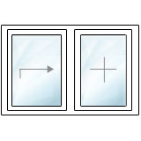 Schiebetür Schiebeflügel links Festverglasung rechts