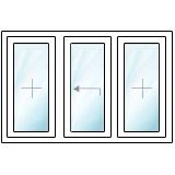 Schiebetür Festverglasung außen Schiebeflügel mittig nach links