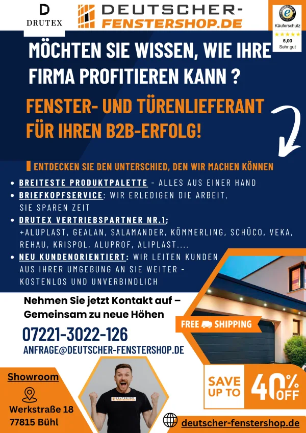 Deutscher Fenstershop - B2B Partner/Lieferant für Fenster und Türen