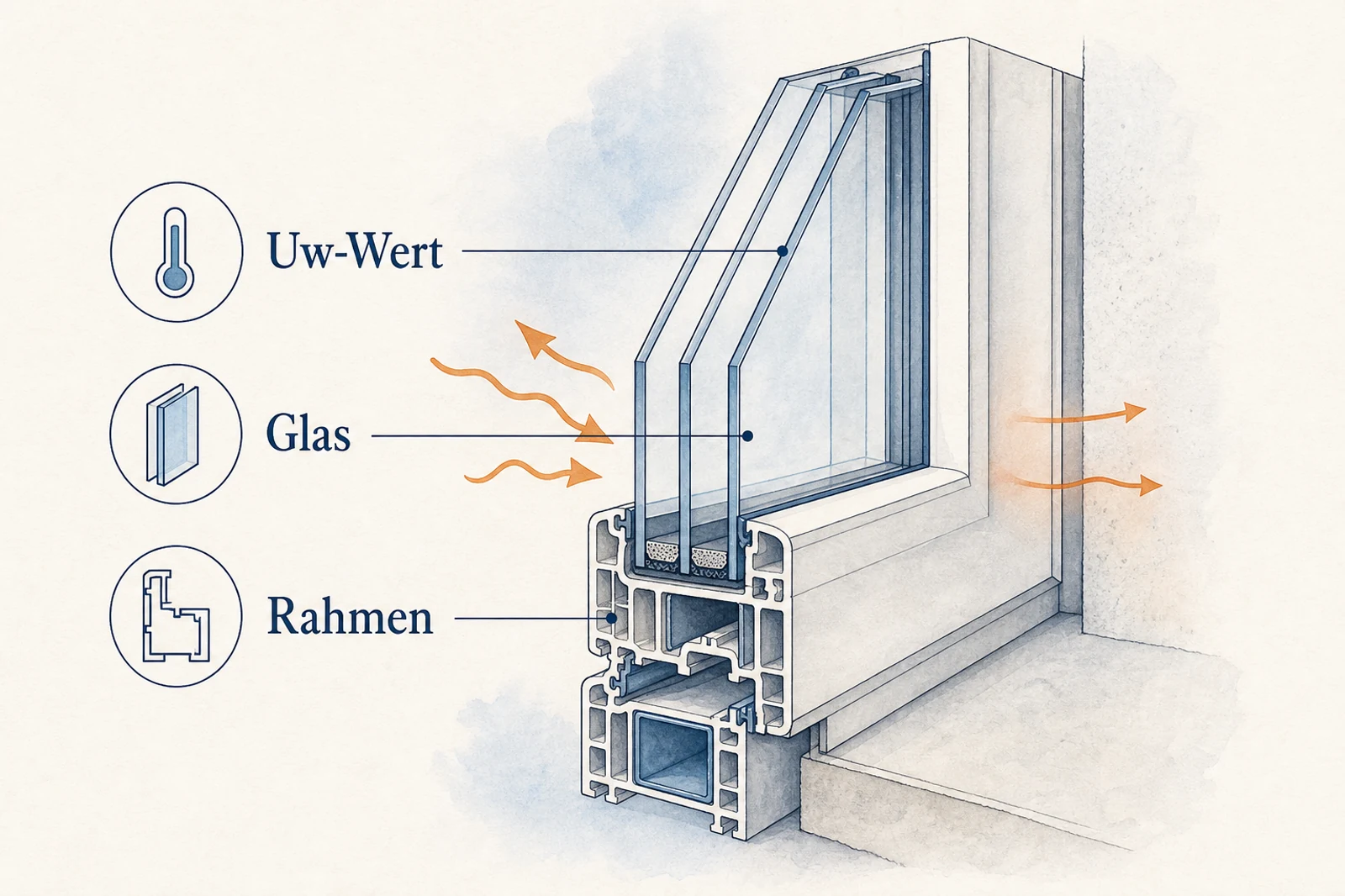 Uw Wert Glas und Rahmen bei Fenster Wärmedämmung erklärt