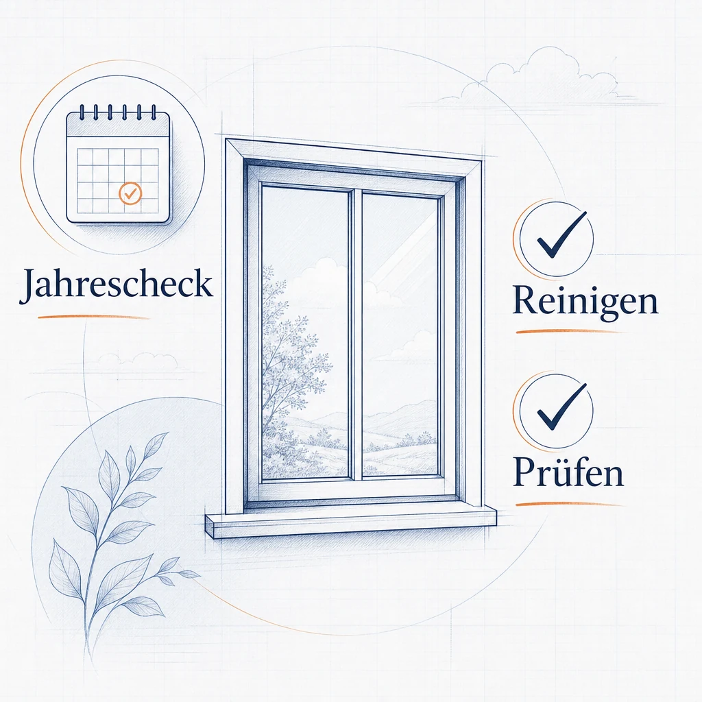 Sichere Ratgebergrafik: Jahrescheck für Fensterwartung
