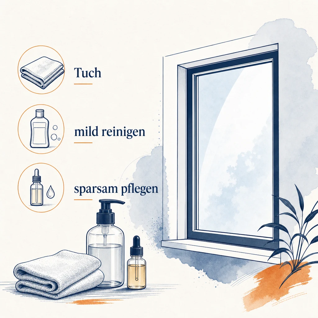 Sichere Ratgebergrafik: Fenster reinigen und sparsam pflegen