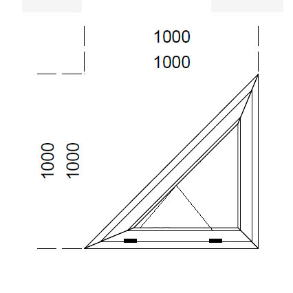 Rechtwinklige Dreiecks-Kippfenster 1000mm