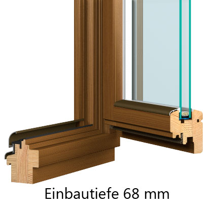 Holzfenster Kiefer Softline 68mm