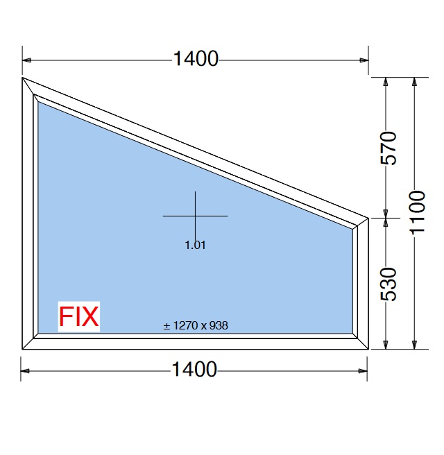 Lagerfenster B1400 x H1100mm Schrägfenster Trapezfenster Giebelfenster Festverglasung