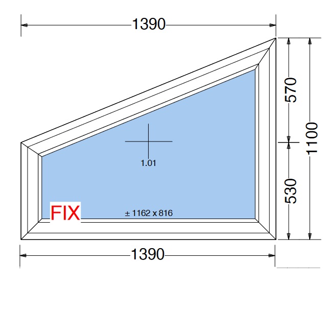 Lagerfenster B1390 x H1100mm Schrägfenster Trapezfenster Giebelfenster Festverglasung