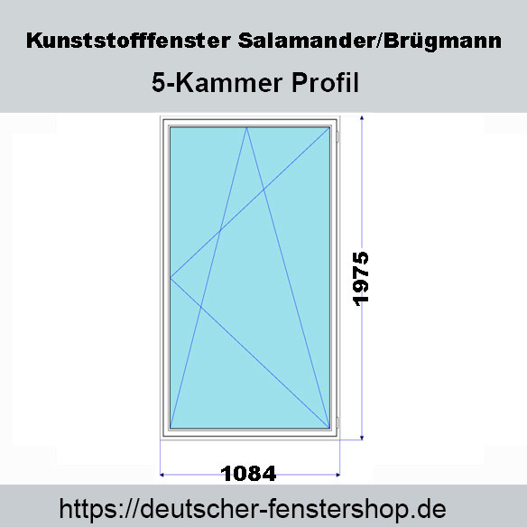 Salamander Kunststofffenster DKR 1084mm x 1975mm weiss Lagerfenster