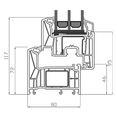 Profilschnitt Rehau Synego 80 AD