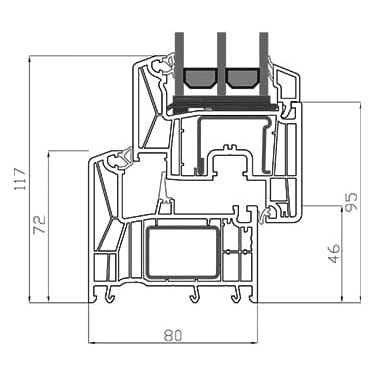 Rehau Synego 80 MD Profilschnitt