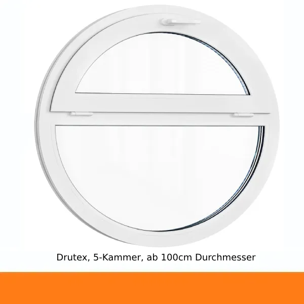 2-teiliges Bullaugenfenster Kipp-Fest Kunststoff Drutex 100cm