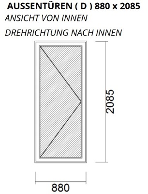 Nebeneingangstür DIN Links 880 x 2085 Wohnungstür Kellertür
